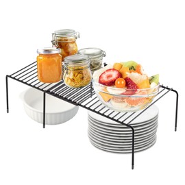 QYDXDHMX Freezer Shelf Organizer (2-Piece Set), Expandable Wire Rack for Freezer, Fridge & Cabinet Storage – Adjustable Stackable Shelf, Black Metal Kitchen Organizer