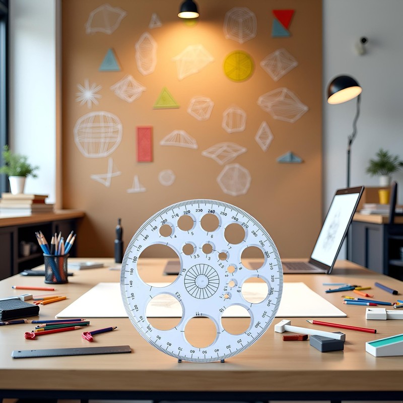 White Full Circle Template Plastic Round Protractor 360 Degree for