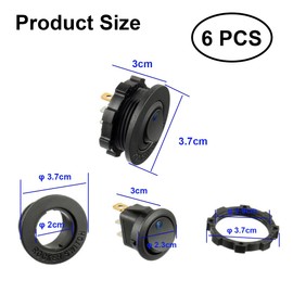 Ruayia Pack of 6 Toggle Switch 20A 12V, Illuminated Waterproof Rocker Switch with LED Light for Car Marine Boat Illuminated Car Yacht (Yellow/Green/Blue)