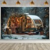 Christmas Camping Car Backdrop Xmas Tree Snowflake Background New Year