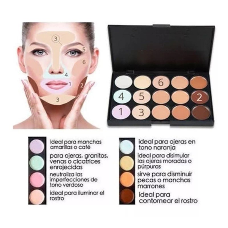 Universo en Linea Paleta De 15 Correctores Premium Maquillaje Alta