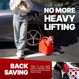 TERA PUMP Battery Powered Fuel Transfer Pump with On/Off Power Nozzle, Universal Gas Can Adapter, 3.28 ft Vinyl Hose, and Anti-Spill Sensor (2.6 GPM) - 4 AA Battery Powered