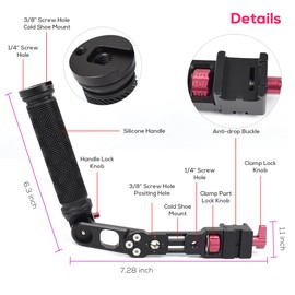 EaxanPic Briefcase Sling Handgrip for DJI Ronin RS3 Mini/RS3/RS2/RSC2, Adjustable Dual-Directional NATO Extension Handle Grip for Gimbal with 2 Cold Shoes and 1/4 3/8 Threaded Holes