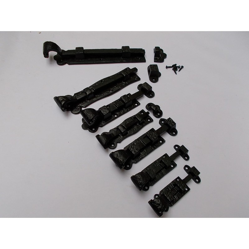 Antique Straight Bolts 6 Inch Black Scroll Straight Door Bolt