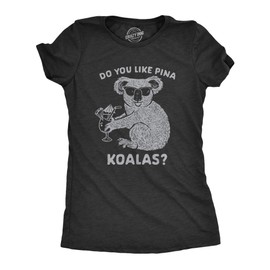 Womens Do You Like Pina Koala T Shirt Funny Vacation Tropical Cruise Graphic Tee Funny T Shirts Drinking Tops for Women Cool Animal Top Women's Novelty Black 3XL