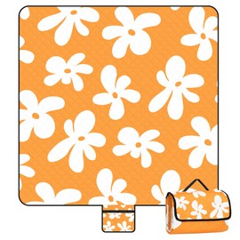 Picnic Blankets, 79''x79'' Extra Large Beach Blanket Waterproof Sandproof, 3-Layer Fabric Foldable & Portable Outdoor Beach Mat for Camping, Family Picnics, Travel, Lawn, Park Outings-Limoncello