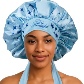 Discover Premium Double Layer Silk Satin Sleeping Bonnets Designed for Hair Protection, Moisture Retention, and All-Night Comfort. Blue