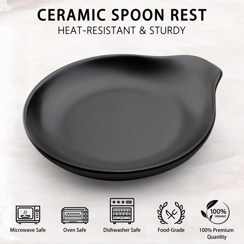 VanlonPro Ceramic Spoon Rest, 5 Inch Spoon Holder for Stove