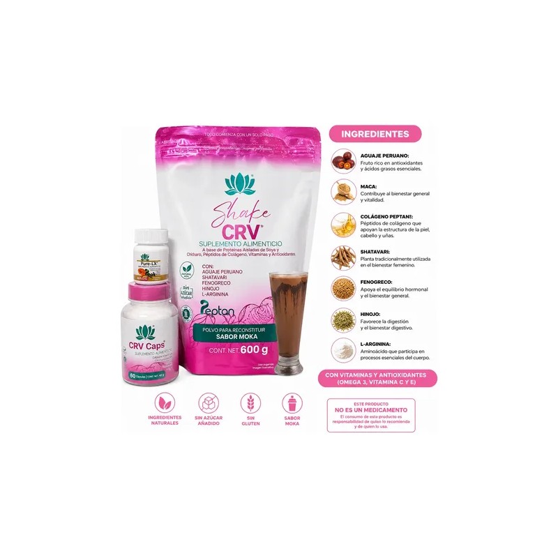 Duo Crv Shake 600g Y Caps 60 Cápsulas Suplemento Alimenticio