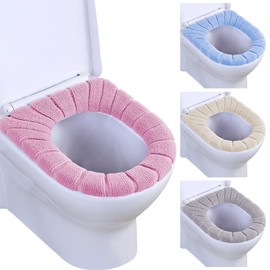 Dreamark Set of 4 Toilet Seat Covers Washable Toilet Seat Warmer Soft Toilet Cushion Toilet Lid Cover to Keep the Toilet Seat Warm in Winter Toilet Seat Cover Universal Stretchy for Home Office