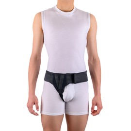 FlexaMed Right Side Inguinal Hernia Groin Belt with Compression Pad Black (M 32-36)