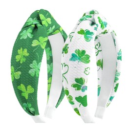 Lanmerry St.Patrick Headbands for Women Shamrock Green Headband Saint Patricks Day Accessories Knot Headband for Girls Clover Headband Kids 2PCS