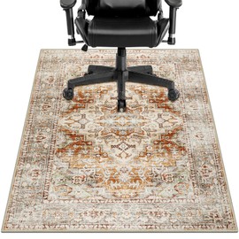 VSIWB Office Chair Mat for Hard Floors & Tile Floor, 48’’ X 60’’ Anti Slip Desk Chair Mat for Hardwood Floor, Computer Gaming Chair Mat, Low Pile Carpet Floor Mat, Orange