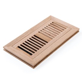 Razo White Oak Wood Flush Mount Floor Register Vent Cover, 4x10 Inch (Duct Opening), 3/4 Inch Thickness, with Damper, Unfinished