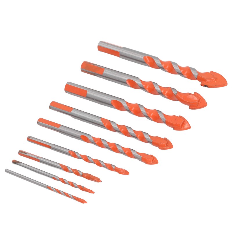 9Pcs Masonry Drill Bits Set Cemented Carbide Industrial Strength Carbide
