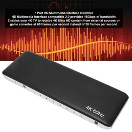 HDMI Switch 4K, HDMI Splitter Switch 7 in 1 Out HDMI Switcher with Remote Support 4K 60hz, 3D, HDCP 2.2, UHD, HDR for Set Top Boxes, Desktop PCs, Laptops, HDTV, Projector (US Plug)