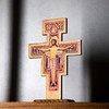 Intercession San Damiano Standing Wood Cross Crucifix