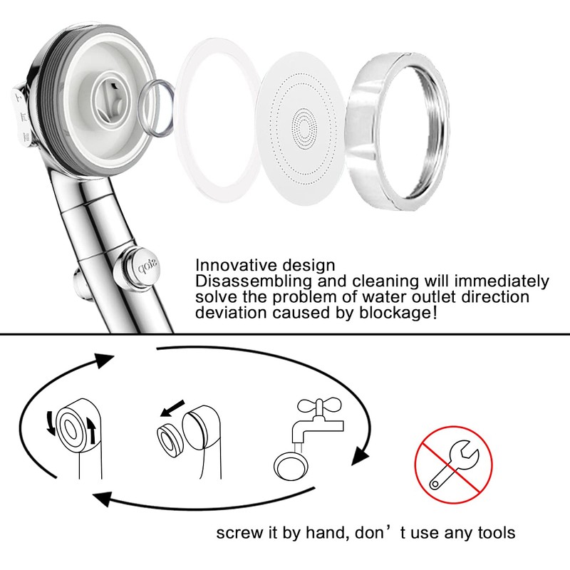 NOSAME Shower Head, Filter Filtration High Pressure Water Saving 3