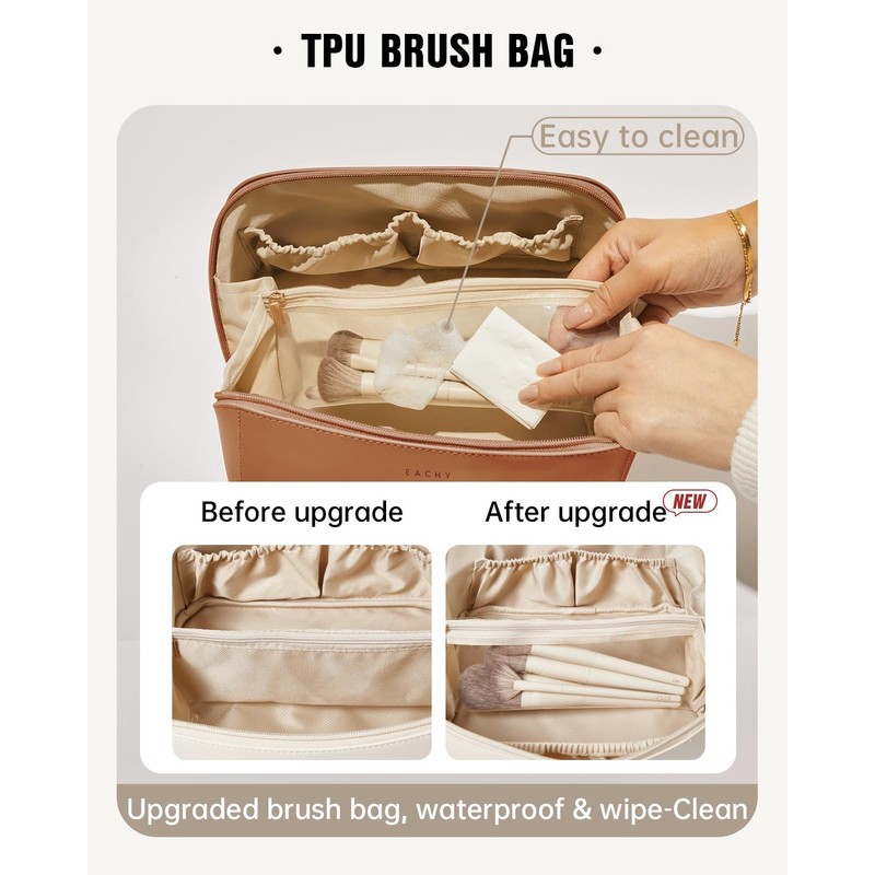 EACHY Travel Makeup Bag,Large Capacity Cosmetic Bags for Women,Waterproof Portable