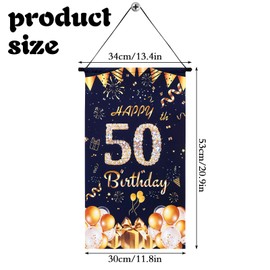 50th Birthday Decorations Door Banner Sign for Men Women, 50th Birthday Banner, 50 Birthdays Door Hanging Party Supplies, Black Gold Fifty Year Old Bday Wall Hanger Decor