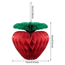 Honbay 6PCS Paper Strawberry Honeycomb Balls Strawberry Birthday Party Decorations Hanging Ornaments for Baby Shower Wedding Indoor Outdoor Photo Props (6 Inch)