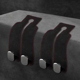 ecocstm Car Seat Headrest Hook, Vehicle Back Seat Headrest Hook, Car Purse Hook, Car Hooks for Hanging Grocery Bag, Purse, Car Seat Backrest Organizer, Tote Bag (Black)