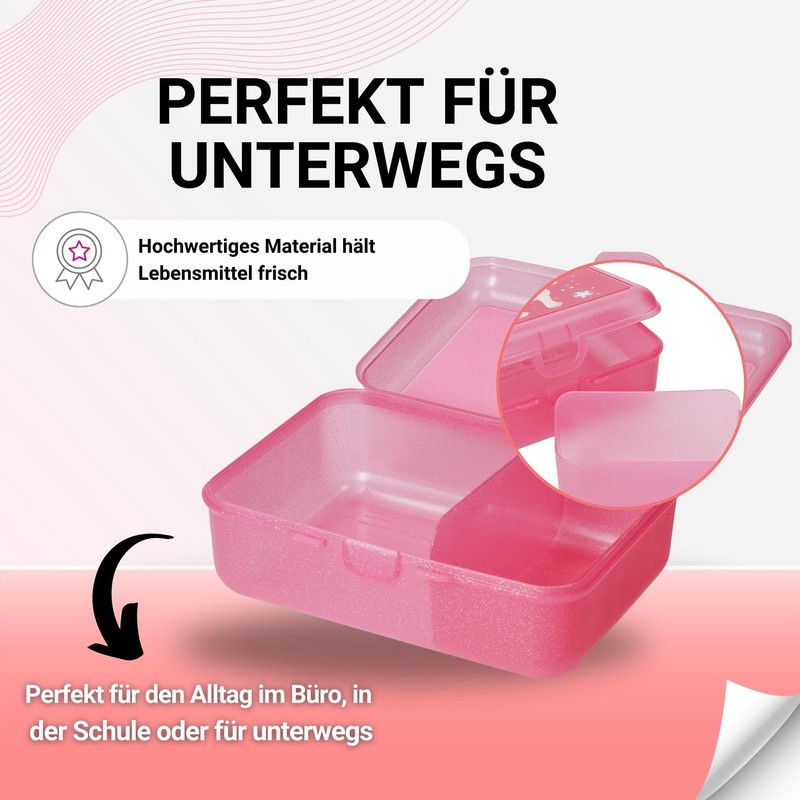 Uakeii Premium Unicorn Pony Lunch Box - Glitter Lunch Box