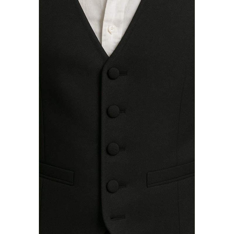 TruClothing Men's Black Waistcoat Wedding Business Party Plain Formal Suit