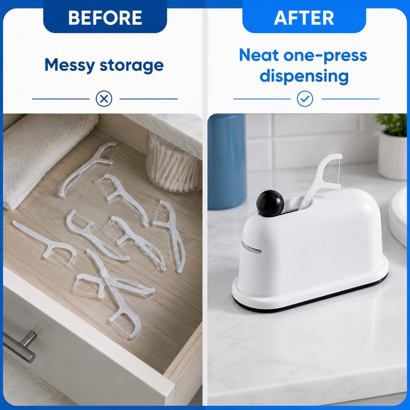 Press-On Floss Dispenser for Daily Oral Care – Portable Dental