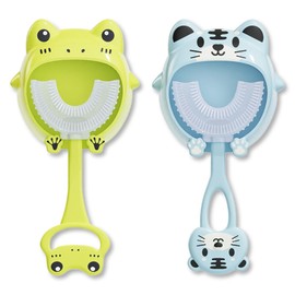 OUDQFCJ 2 Stück U Förmige Kinderzahnbürste, Weicher Bürstenkopf aus Silikon, 360 ° Mundpflege, Massage-Zahnfleisch, Rundumreinigung (2-6 Jahren)