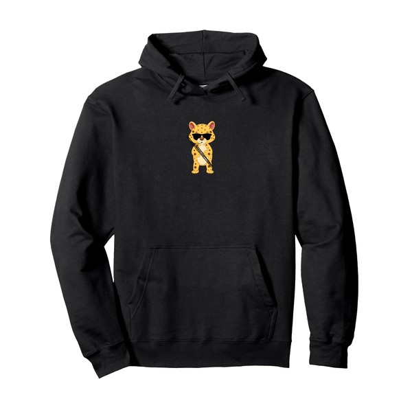 Funny Cheetah Wearing Sunglasses Playing Bassoon Pullover Hoodie