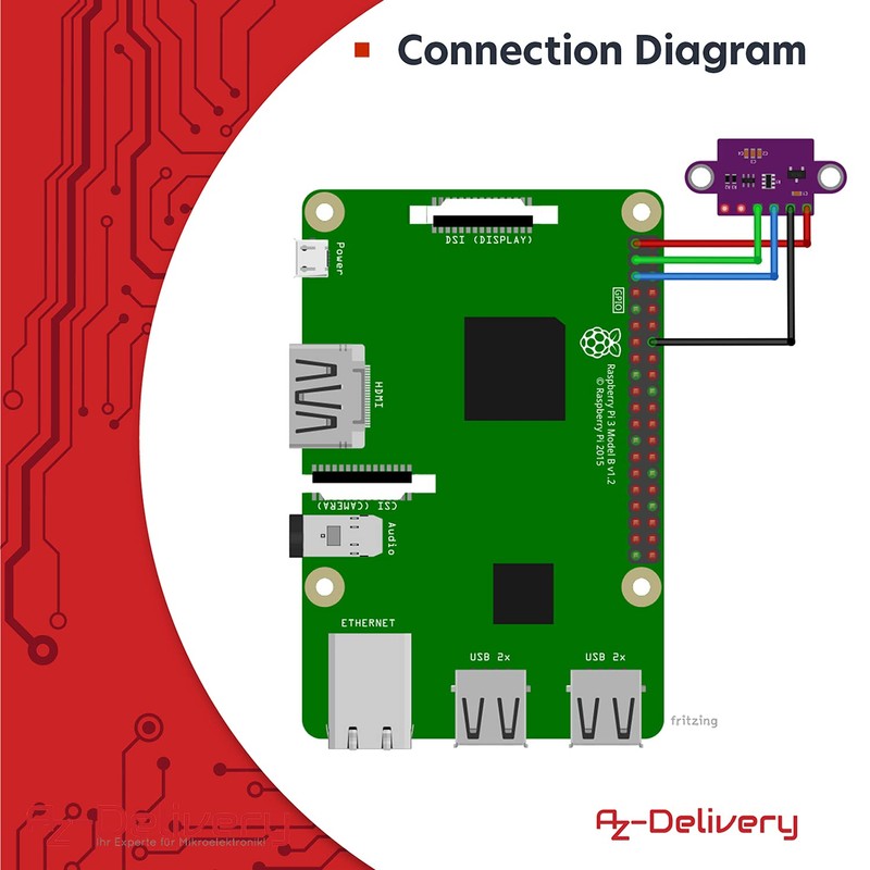 AZDelivery VL53L0X Time-of-Flight (ToF) Laser Ranging Sensor