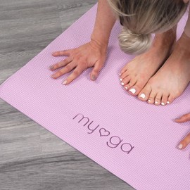 Myga Entry Level Yoga Mat - Eco-Friendly Mat for Yoga, Pilates, Stretching & Fitness - Non-Slip and Lightweight, Great for Travel - Ideal for Home, Gym or Studio - 68.1" x 24" - Lilac