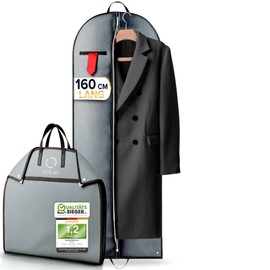 FiRiO 1 x Premium Garment Bag Long 160 cm - 50% Thicker Material - Foldable Garment Bag Travel Bag for Coat, Jacket & Co - Business Suit Bag - Breathable Garment Bags for Travel & Storage