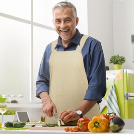 ysxkqz Japanese Style Apron with Pockets Linen Cotton Cross Back for Women Men Chef Kitchen Cooking Baking Pinafore Yellow 1 pack