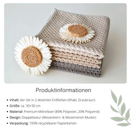 Ecoliko Putztücher für streifenfreie Reinigung ohne Chemie, fusselfreie Microfasertücher für Küche & Bad | 6er Set, 30×30 cm | 60 Grad waschbar