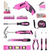 DIFFLIFE Pink Tool Bag, 126-Piece Lady's Home Repairing Tool Set