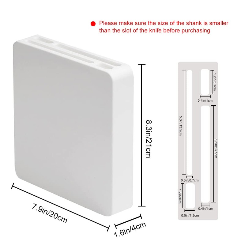 Universal Knife Block with 4 Slots, Wall Mounted White Knife