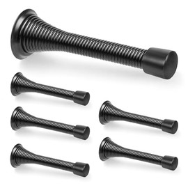 Paquete de 6 Topes de Puerta de Resorte Negros, Topes de Puerta de Montaje en Pared Resistentes de 3-1/4", Topes de Puerta de Resorte Flexibles Protec