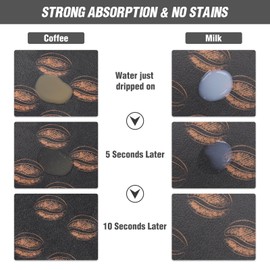 DK177 Coffee Mat Coffee Bar Mat Hide Stain Absorbent Drying Mat with Waterproof Rubber Backing Fit Under Coffee Maker Coffee Machine Coffee Pot Espresso Machine Coffee Bar Accessories-24"x16"