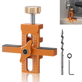 Cabinet Door Installation Positioner, Adjustable Cabinet Installation Tools, Aluminium Alloy Cabinet Door Positioning Tool, Mounting Jigs for Installing Cabinet Doors (Orange)