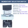 DMWD 2pcs 22mm Momentary Selector Switch Rotary Selector Switch 3