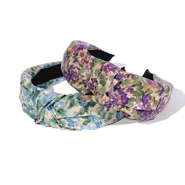 QTMY 2 Pack Flower Boho Headbands for Women Girls,Fashion Hair