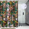 NTETSN Abstract Window Floral Bathroom Shower Curtain Stained Glass Window