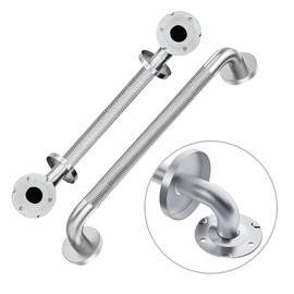 Handicap Grab Bars, 2 Pack 18 Inch Shower Grab Bar for Seniors, 304 Stainless Steel ADA Grab Bars for Bathtubs and Showers, Toilet, Safety Shower Handles for Elderly, Disabled (Brushed Nickel Knurled)