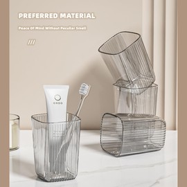 Bathroom Toothbrush Cup 2 Pcs Minimalist Tumbler Cup Unbreakable Bathroom Wash Cup Large Capacity Couple Toothbrush Cup & Toothpaste Holder, Drink Cup Set of 2