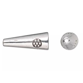 Platinum 12 Antiqued Silver Flower 8x20mm Cone Bead Caps Strand Terminator *