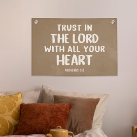 MNASAIOO Kids Bible Verse Christian Banner, Vintage Brown Scripture Kids Boys Prayer Room Decor, Inspirational Canvas Flag Wall Hanging Decor Art for Playroom Toddler Room Bedroom Dorm 20x30in