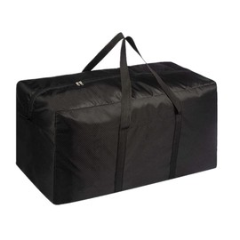 High Capacity Foldable Storage Bag, Waterproof Oxford Fabric, Double Zippers, for Clothes, Bedding, and Moving, Black (56L-70x40x20cm)