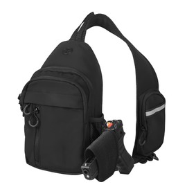 Pvnoocy Tactical Shoulder Bag, Sling Bag with Headphone Hole, Chest Bag, Crossbody Bag with Universal Weapon Case for Outdoor, Cycling, Travel, Hiking, Camping, Men and Women (Black)